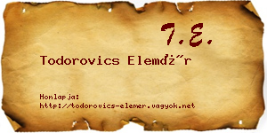 Todorovics Elemér névjegykártya